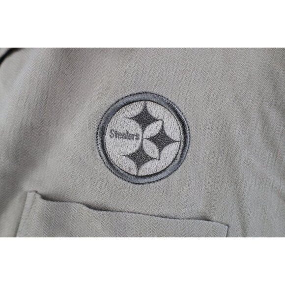 Vtg 90s Y2K Men 2XL Looped Collar Silk Pittsburgh Steelers Football Button Shirt - Picture 4 of 16